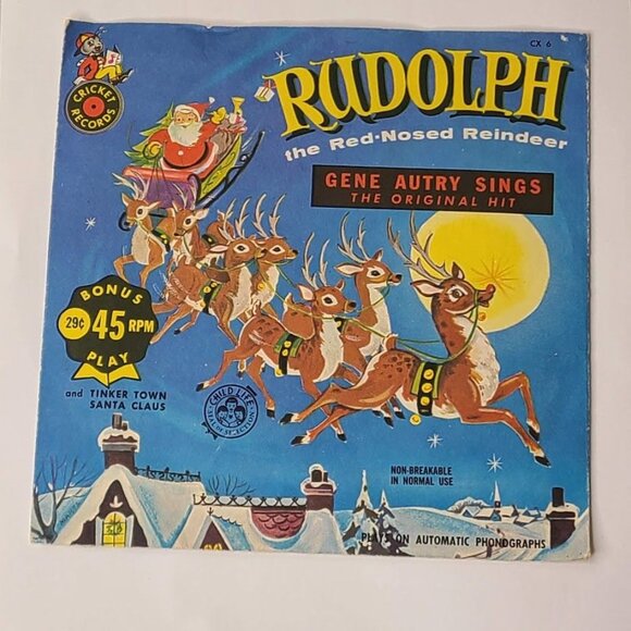 Gene Autry Rudolph The Red Nosed Reindeer / Tinker Town Santa Claus 45 RPM Vinyl - Picture 5 of 9